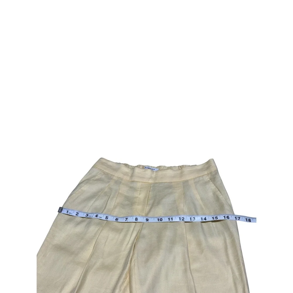 Babaton Aritzia Linen Blend Pull-On Ankle Pants Size 2 Butter Yellow Pleated